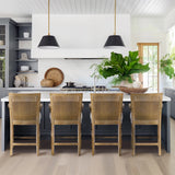 Farmhouse Armed Cane Back Counter Stool Barstool