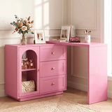 Extendable Vanity Desk 3 Drawer, 1 Door & 2 Door, Pink