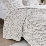Chevron Faux Fur Comforter/Duvet Cover Set, Grey