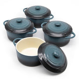 Kook Mini Ceramic Casserole Dishes with Lids, 4-Pack