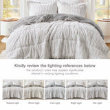 Long Faux Fur Comforter Mini Set, Grey