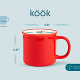 Kook Ceramic Camper Mugs 14 oz Red Set of 2