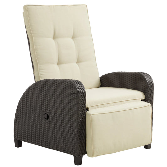Adjustable Rattan Recliner, Outdoor Lounge Chair