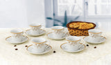 Gold Floral Porcelain Espresso Cup Set for 6