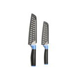 Duo-Grip 2 Piece Santoku Knife Set With Blade Guards, Blue