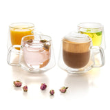 Moss & Stone 4-Piece Double Wall Glass Coffee Mugs
