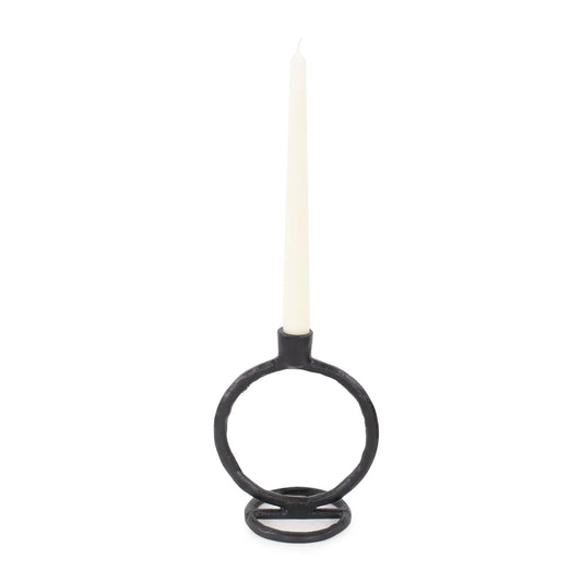 Single Circle Arman Aluminum Candlestick in Black