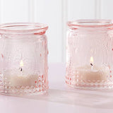 Vintage Pink Glass Tea Light Holder (Set of 4)