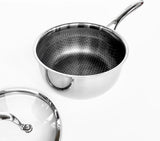 Hexagon Surface Hybrid Stainless Steel Saucepan with Lid