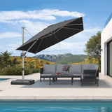 PURPLE LEAF Hailar Deluxe Aluminum Patio Umbrella with Base, Square and Rectangular Umbrella