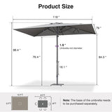 PURPLE LEAF Semi-Auto Outdoor Market Table Umbrella with Heavy-Duty Fabric