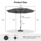 PURPLE LEAF Semi-Auto Outdoor Market Table Umbrella with Heavy-Duty Fabric