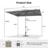 PURPLE LEAF Semi-Auto Outdoor Market Table Umbrella with Heavy-Duty Fabric