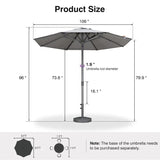 PURPLE LEAF Semi-Auto Outdoor Market Table Umbrella with Heavy-Duty Fabric