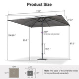 PURPLE LEAF Semi-Auto Outdoor Market Table Umbrella with Heavy-Duty Fabric