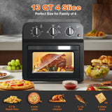 【USED】 80% New Plum chef Air Fryer, 13QT Multifunctional Convection Toaster Oven Combo, 360° Hot Air Circulation, Oil-Free Cooking, Adjustable Time & Temp Control, Black