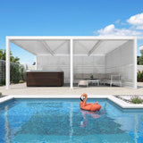PURPLE LEAF Athena Louvered Pergola white Outdoor Aluminum Pergola with Shutter Wall Adjustable Gazebo Rainproof for Patio Deck Garden