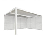 PURPLE LEAF Athena Louvered Pergola white Outdoor Aluminum Pergola with Shutter Wall Adjustable Gazebo Rainproof for Patio Deck Garden