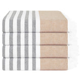 4 Packed Terry Peshtemal and Premium Beach Towel, Mediterranean Cotton Turkish Peshtemals, 35" x 60", Modern & Traditional Turkish Bath Towels