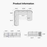 PURPLE LEAF Hailar U-Shaped Patio Conversation Set with Genuine Teak Cushions and Pillows Olefin Rope Backres Outdoor Couch Sets for Porch Garden