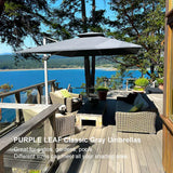 PURPLE LEAF Rectangular Large Outdoor Cantilever Umbrella With Base for Garden, Pool