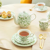 Greeny Garden 7oz Porcelain Tea Cup & Saucer Set