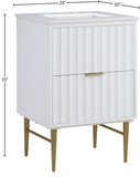 Modernist Quartz Bathroom Vanity with Elegant White Finish and Contemporary Gold Accents Design