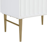 Modernist Quartz Bathroom Vanity with Elegant White Finish and Contemporary Gold Accents Design