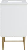 Modernist Quartz Bathroom Vanity with Elegant White Finish and Contemporary Gold Accents Design