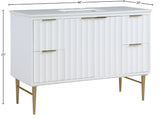 Modernist Quartz Bathroom Vanity with Elegant White Finish and Contemporary Gold Accents Design