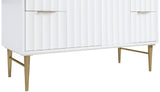 Modernist Quartz Bathroom Vanity with Elegant White Finish and Contemporary Gold Accents Design