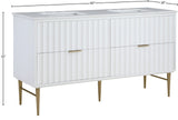 Modernist Quartz Bathroom Vanity with Elegant White Finish and Contemporary Gold Accents Design