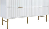 Modernist Quartz Bathroom Vanity with Elegant White Finish and Contemporary Gold Accents Design