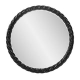 Gita Braided Round Mirror in Glossy Black