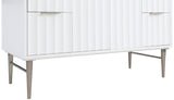 Modernist Quartz Bathroom Vanity with Elegant White Finish and Contemporary Gold Accents Design