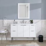 Modernist Quartz Bathroom Vanity with Elegant White Finish and Contemporary Gold Accents Design
