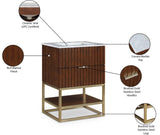 Monad Carrara Marble Contemporary Bathroom Vanity with Brushed Gold Base and Elegant Design