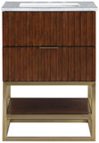 Monad Carrara Marble Contemporary Bathroom Vanity with Brushed Gold Base and Elegant Design