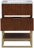 Monad Carrara Marble Contemporary Bathroom Vanity with Brushed Gold Base and Elegant Design