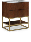 Monad Carrara Marble Contemporary Bathroom Vanity with Brushed Gold Base and Elegant Design