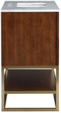 Monad Carrara Marble Contemporary Bathroom Vanity with Brushed Gold Base and Elegant Design