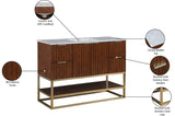 Monad Carrara Marble Contemporary Bathroom Vanity with Brushed Gold Base and Elegant Design