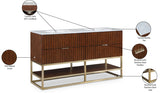 Monad Carrara Marble Contemporary Bathroom Vanity with Brushed Gold Base and Elegant Design