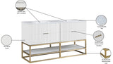 Monad Carrara Marble Contemporary Bathroom Vanity with Brushed Gold Base and Elegant Design