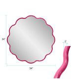 Kushi Round Scalloped Edge Mirror in Glossy Hot Pink