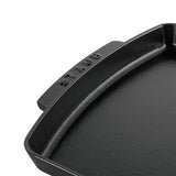 Staub Cast Iron 13 x 9-inch Rectangular Serving Dish with Wood Base - Matte Black