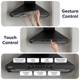 CIARRA 30 Inch Wall Mount Range Hood with Wave Gesture Control, 650 CFM Powerful Ventilation, Touch Control, LED Lighting CAB75206-N-OW