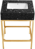 Marmo Contemporary Bathroom Vanity with Elegant Artificial Marble and Stylish Stainless Steel Base