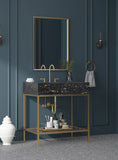 Marmo Contemporary Bathroom Vanity with Elegant Artificial Marble and Stylish Stainless Steel Base