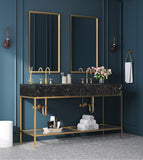 Marmo Contemporary Bathroom Vanity with Elegant Artificial Marble and Stylish Stainless Steel Base